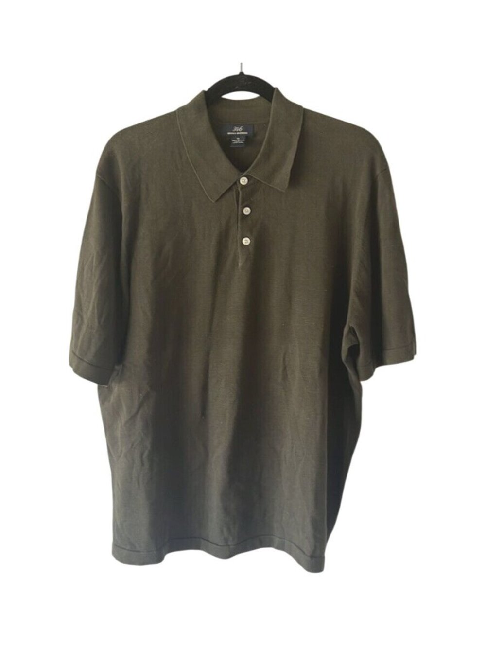 Brooks Bros. Mens XL army green 100% cotton short sleeve polo shirt knit Preppy